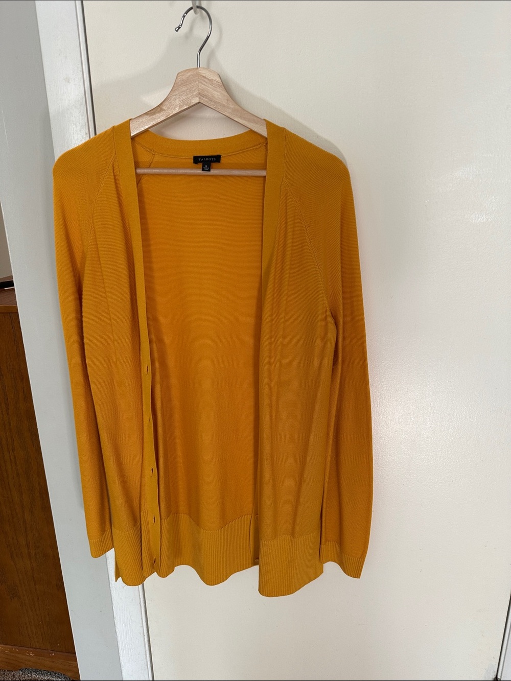Talbots Golden Mustard girlfriend cardigan M